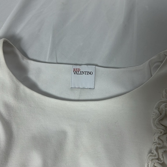 RED VALENTINO White Ruffle Sleeveless Cotton Dress Sz S - Picture 6 of 7